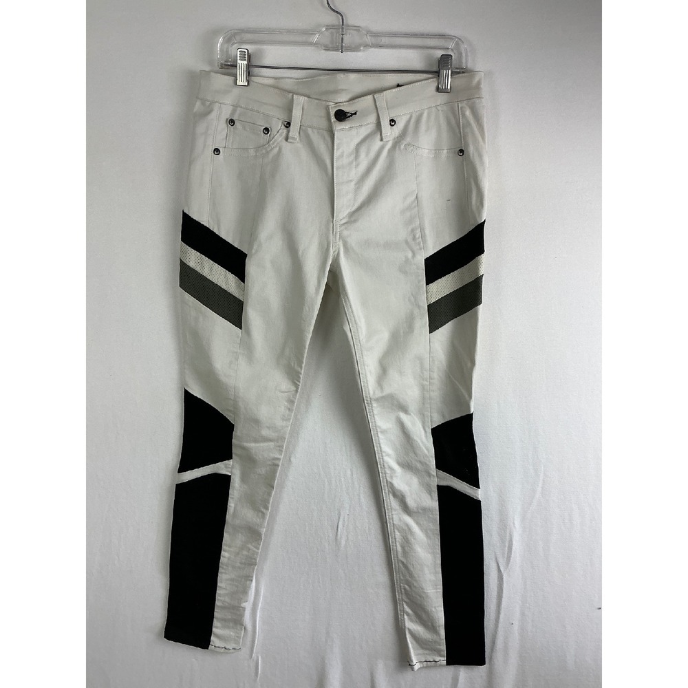 Rag & Bone Jeans Women's 30 White‎ Moto Black Stripe Detail